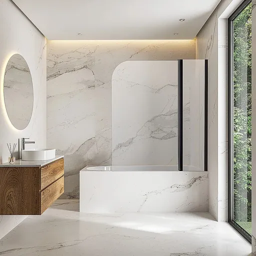 180 Degree Pivot Door 6mm Safety Glass Bath Shower Screen 1200x1400mm By Della Francesca
