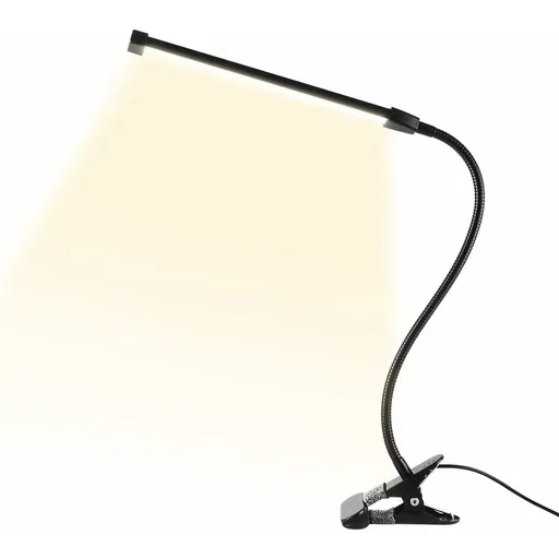 LED Desk Lamp Dimmable 8W 3 Modes 10 Brightness Levels USB Powered Clamp Design Flexible Gooseneck Eye Protection