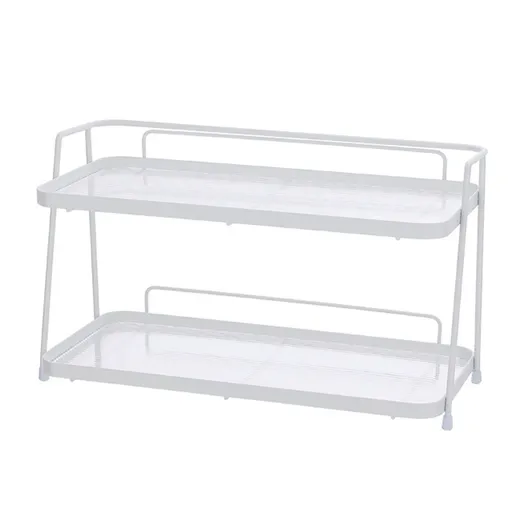 2 Tier Bathroom Countertop Organizer Counter Standing Rack Cosmetic Holder Storage Shelf Cosmetic Organizer Holder White