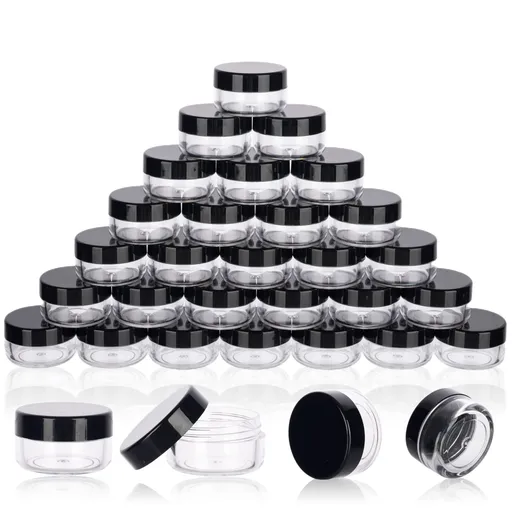 50 Count 5ML Sample Jars, Empty Cosmetic Containers with Lids, Small Makeup Travel Containers for Glitter, Lotion, Cream