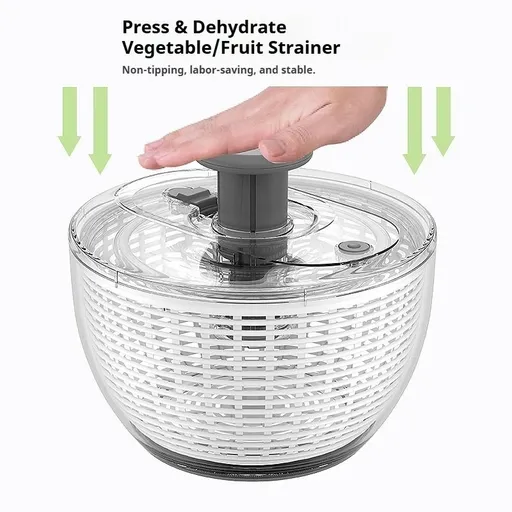 3.6L Press-Type Salad Spinner, Multifunctional Vegetable Dryer, Household Fruit Washer Drain Basket for Fitness Meal Greens