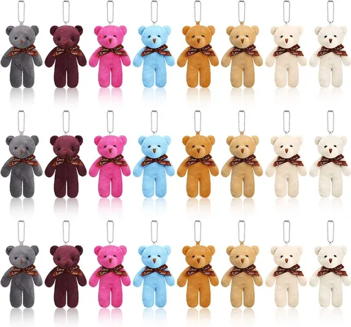 24 Pcs Mini Bears 4.7 Inch Tiny Bears Doll Bulk Stuffed Animals for DIY Keychain Graduation Birthday Party Favors(4.7 Inch,Multicolor)