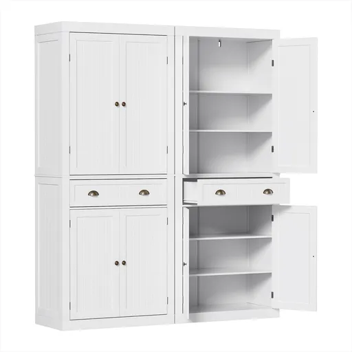 Artiss 2x Buffet Sideboard Cabinet 6-Tier Storage Pantry Cupboard Drawer White