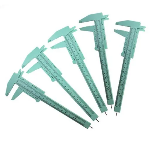 6Inch 150mm Mini Caliper Double Scale Plastic Vernier Caliper for Jewelry Sliding Gauge Ruler Measuring Tool 5PCS(Mint Green)