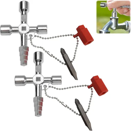 4-Way Key Universal Key Multifunctional Key Set Silver
