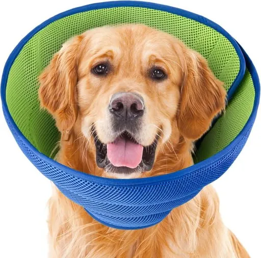 Soft Breathable Dog Cone Collar, Adjustable Pet Recovery E‑Collar for Medium Dogs & Cats, Anti‑Licking Wound Protection Elizabethan Collar, Size M