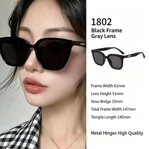 Classic Black Frame Grey Lens Cat Eye Sunglasses UV400, Versatile Fit All Face Shapes Daily Wear, Great Christmas Present