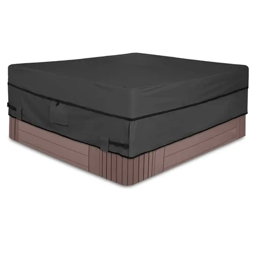 210D Waterproof silver coated Oxford cloth Square Hot Tub Cover Outdoor SPA Covers 76 x 76 inch, Black