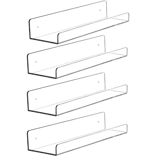 acrylic Shelves for Bedroom Hanging Aesthetic Bathroom Shelves Wall Mounted Clear Kid Bookshelf 4PCS Pop Shelves