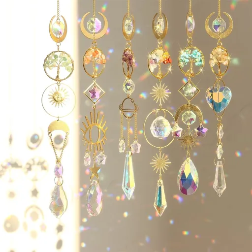 Sun Catcher Crystal Hanging SunCatchers Healing Crystals for Indoor Window, Home Decor, Car Charms