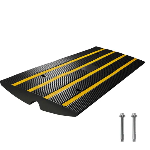 Curb Ramp, 6.5 cm Rise Rubber Driveway Ramps, Heavy Duty 15 tons Weight Capacity Threshold Ramp, Curbside Bridge Ramps for Loading Dock Garage Sidewalk, Expandable Full Ramp Set