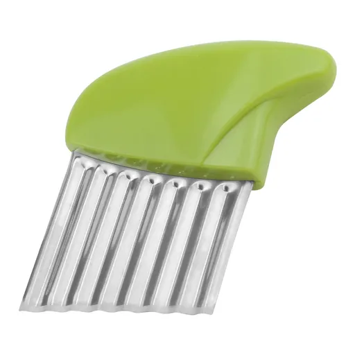 Stainless Steel Potato Carrot Chip Vegetable Crinkle Wavy Chopper Cutter French Fry Slicer , Green