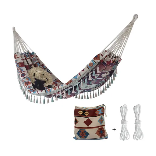 Backyard Hammock with Tassels,Garden Hammocks with Portable Carry,Bag Deluxe Fringe for Patio,Garden,Backyard,Beach,Outdoor and Indoor Porch Fabric