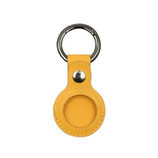 For Apple Airtag Leather Case Cover Air Tag Keychain Holder Sleeve Shell Tracker - Yellow