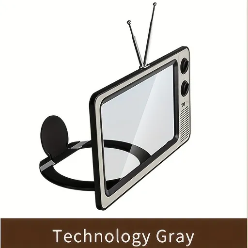 Cell Phone Screen Amplifier Super Clear Foldable Portable Eye Protection 3D Screen Amplifier Creative Retro TV Shape Tech Grey