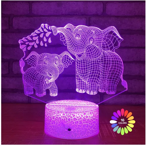 Elephant 3D Night Light for Kids 3D Lamp with 16 Colors Changing Remote Control Elephant Toys Women Baby Boys Gifts (Elephant)