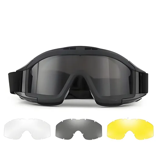 Christmas gifts for husband or boyfriend Tactical Safety Goggles with 3 Interchangeable Lenses, Wind & Dust Protection for Outdoor & Tactical Use(black)
