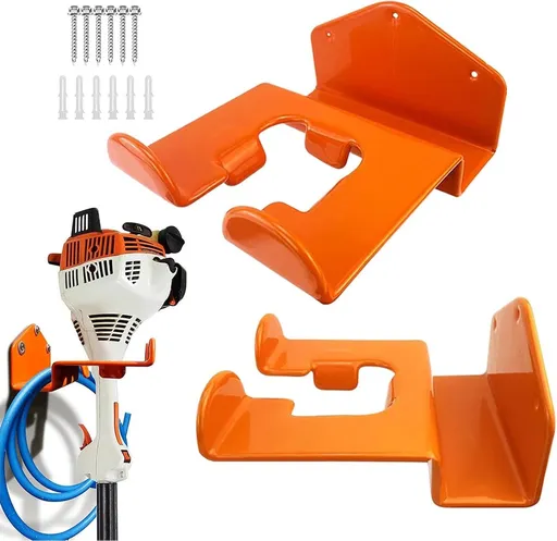 Hanging Hooks - 2 Storage Hooks - Garden Tool Hanging System - Tool Holder - Wall Bracket - Screws Included - Garage Storage Hooks for Wall Storage - For Lawnmowers, Hedge Trimmers, and Power Tools