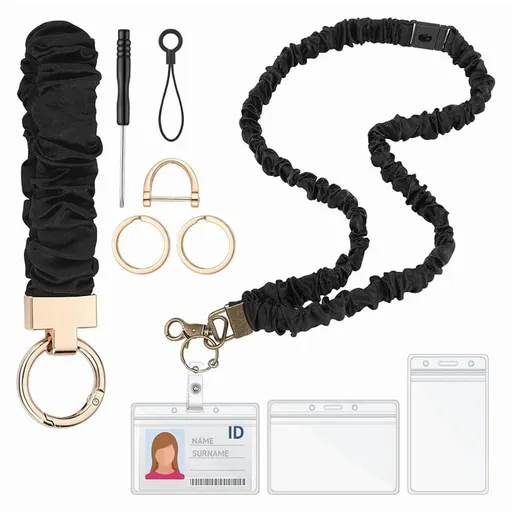 Teacher Scrunchies Lanyard with Safety Breakaway Buckle Retractable Lanyard Keychain Wristlet Gift for Women
