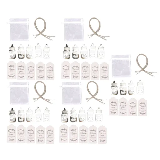 24 Set Baby Bottle Opener Zinc Alloy Cute Baby Bottle Shaped Bottle Opener Baby Shower Return Gift for Baby Shower Party Silver