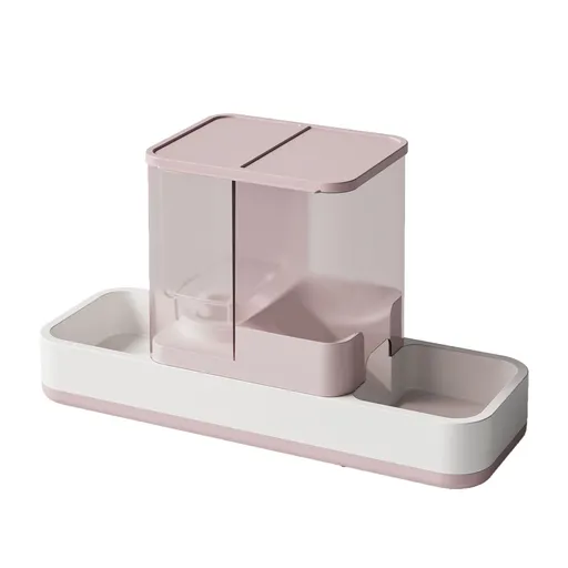 Automatic Pet Water and Food Dispenser 2-in-1 Gravity Feeder for Cats and Dogs Pink