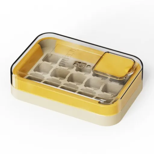 Zero-Touch Press Ice Cube Tray, Food-Grade Ice Storage Box for Refrigerator—Yellow