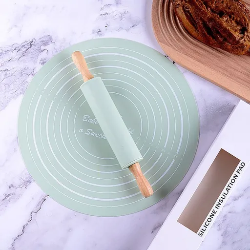 Rolling Pin And Pastry Baking Mat Set, Rolling Pins With Thickness Rings, Dough Roller For Baking Fondant, Pizza, Pie, Pastry, Pasta, Cookies