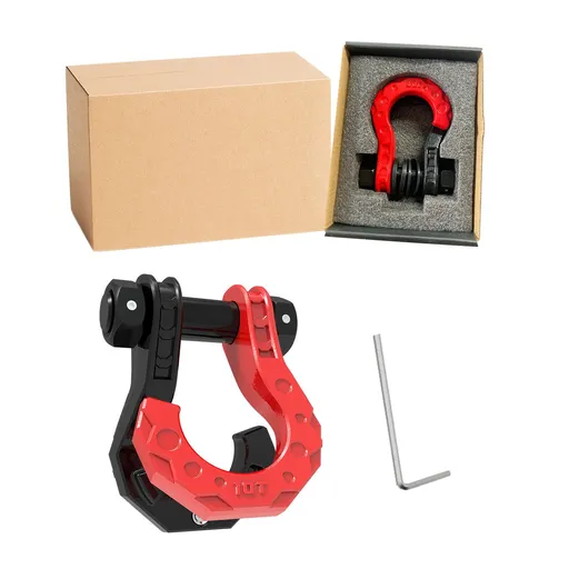 3/4" Separate Shackles, Break Strength Easy Open Towing Winch Shackles, Heavy Duty Shackles with 7/8" Screw Pin for Tow Strap Winch Off Road Vehicle Recovery, BlackRed