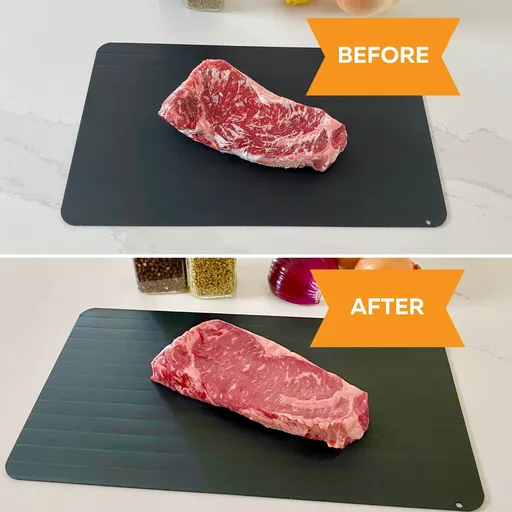 Defrosting Tray Board - Thaws Frozen Food Fast and Naturally - Large Size -Keep Original Food Flavor-Non Stick Aluminum