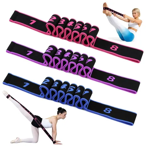 3PCS Fitness Resistance Band for Stretching and Yoga, 8-Section Numbered Elastic Resistance Band with Clear Markings with Handles