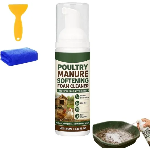 Poultry Manure Softening Foam Cleaner, 100ml Heavy Duty Cleaner, Multipurpose Outdoor Indoor Utility, Easy to Use, For Backyard Chicken Keeping and Brooder Boxes
