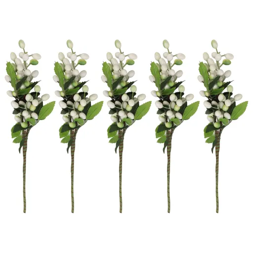 5PCS Artificial Berries Artificial Pip Berry Stems Decoration for Living Room Office White
