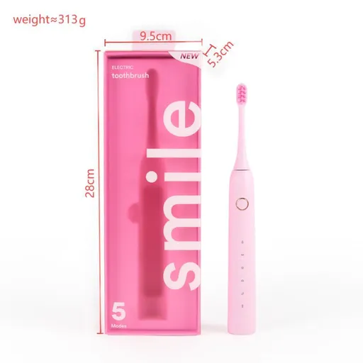 Pink 5 Modes Sonic Electric Toothbrush with Smart Timer - IPX7 Waterproof, 60 Day Battery Life, USB-C Rechargeable, Soft Bristles for Sensitive Gums, Adult Oral Care Gift