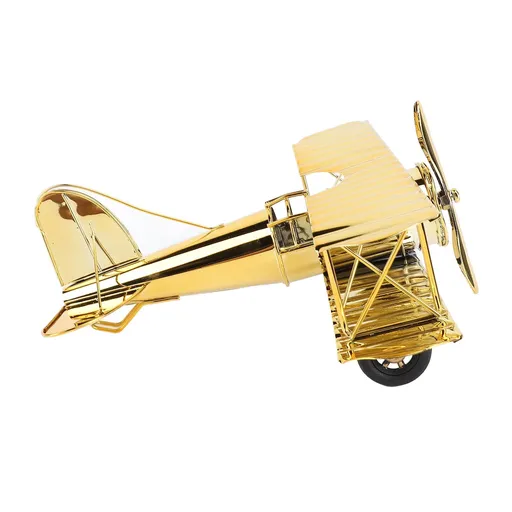Large Vintage Airplane Model Simulation Retro Iron Airplane Ornament Decorative Plane Home Decor for Living Rooms Studies TV Cabinets Gold Plated