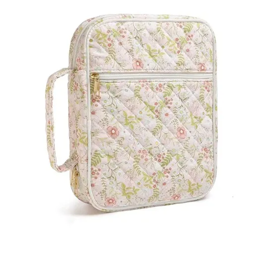 Cover Case for Women Large with Durable Handle Quilted Carrying Case for Girls Study Supplies Accessories (Jungle Flowers, without accessories)