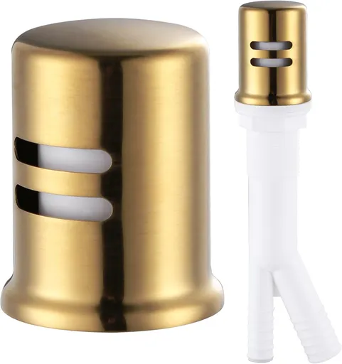 Dishwasher Air Gap Cover, Dishwasher Air Gap Cap for Kitchen Sink, Solid Brass Dishwasher Overflow Vent Cap Replacement Kit, Brushed Gold