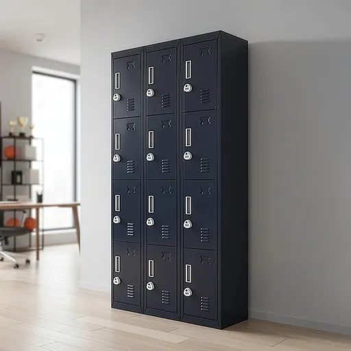 12-Door Steel Locker – Black, 3-Digit Combination Lock