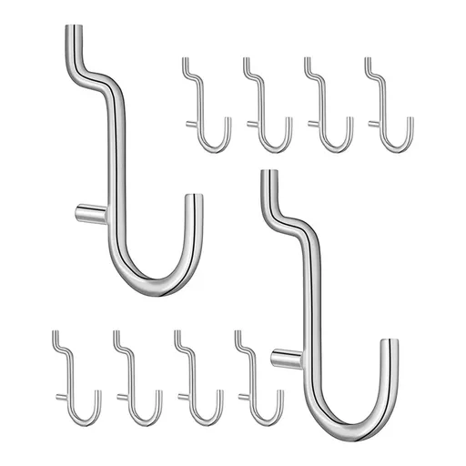 Versatile Stainless Steel Pegboard Hooks Plated Silver for Home Easy Install