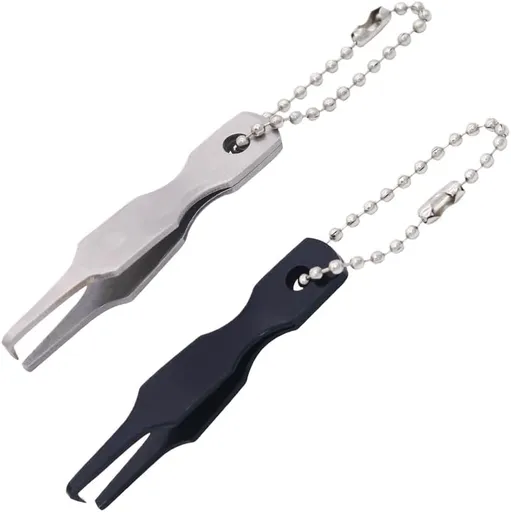 2 Pcs Split Ring Pliers Black & Silver Stainless Steel Fishing Pliers for Rigging and Bait with Keychain