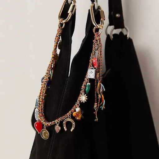 #3541 Bohemian Vintage Ceramic Keychain Bag Charm - Multi-Layered Handcrafted Lucky Ethnic Bag Styling Accessory & Mother's Day Gift