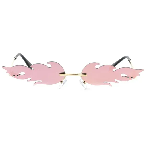 Fire Flame Sunglasses Rimless Wave Flame Shape Sunglasses Novelty Fire Shaped Glasses Eyewear for Party for Women Men