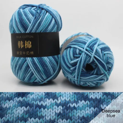 Cotton Yarn - Multicolor Rainbows Yarn,50 gram Skeins,26 Colors Available,7 Strands Of Combed Milk Cotton Crocheting Yarn for Knitting,Crochet,Weaving,Arts & Crafts - Fiesta #Z - Light Blue