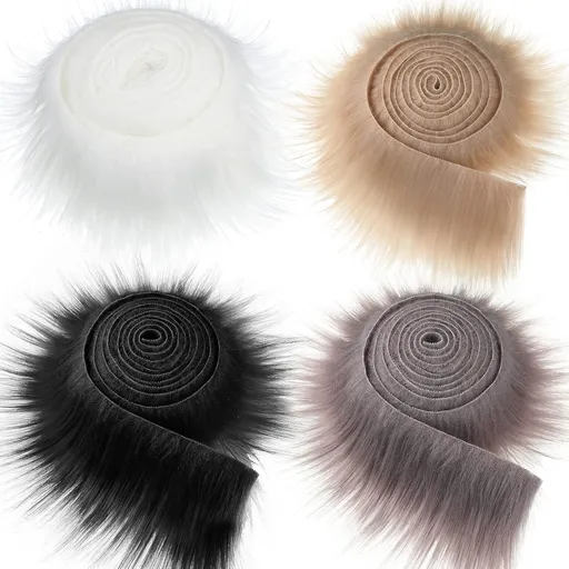4 Pieces Faux Fur for Craft Fake Fur Shaggy Patches Ribbon Chair Cover Seat Cushion Pad Supplies for Sewing DIY Gnome Beard Easter Costume Winter Valentine's Day(Black, Khaki, Grey, White)