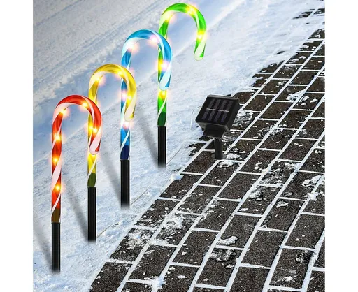 Christmas Solar Candy Cane Lights Candy Cane Pathway Markers Lights Set Of Xmas Led Yard Lawn Indoor Outdoor Decoration Lights For House Path Walkway