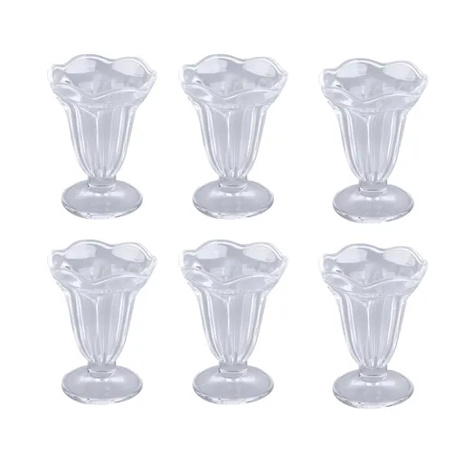 6pcs Ice Cream Cup Creative Unique Flower Sundae Glass Cup Multifunctional Transparent Dessert Cups