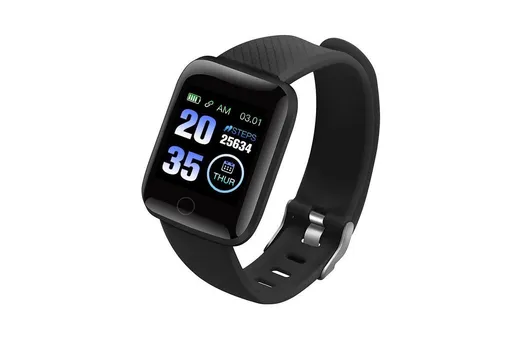 116plus Waterproof Smart Watch Sports Fitness Trackaer with Heart Rate Monitor for Men and Women-Black