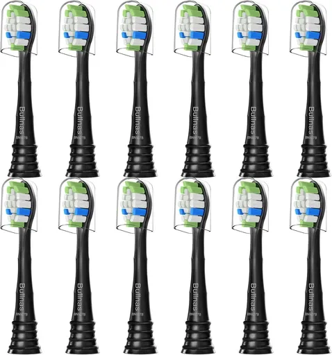 Replacement Brush Heads Compatible with Philips Sonicare ProtectiveClean 6100, 5100, 4100 Electric Toothbrush, W Toothbrush Head or Sonicare 6062/95, Black, 12 Count