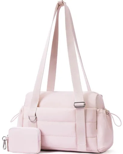 2 Pieces Womens Sports Bag Set with Detachable Pouch and Wet Dry Compartment, Compact Weekend Travel Bag, Pink, 29.7 x 10.7 x 20.3 cm