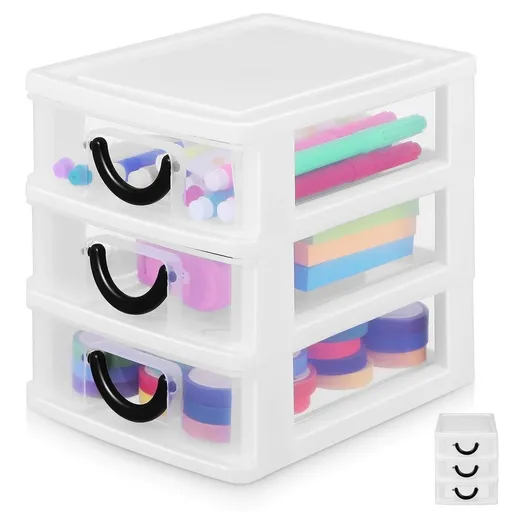 Compact Small Plastic Storage Drawers Organizer for Office Desk, 1 Set, Space-Saving Desktop Storage Solution