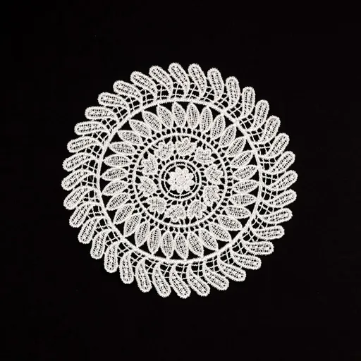 5.5 Inch Geometric Embroidered Lace Coaster (5 Pack) - Elegant Round Dining & Tea Table Mat Doily, Swirl Grass Style